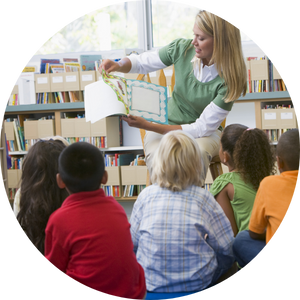  woman reading to children